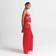SILK LACE PANT | RUBY CONTRAST