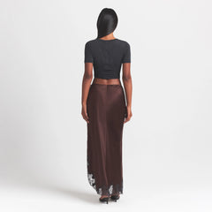 SILK LACE SKIRT | ESPRESSO CONTRAST