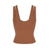 NikeSKIMS MATTE DOUBLE STRAP SCOOP TANK | CAROB BROWN