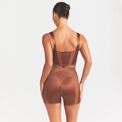 NikeSKIMS SATIN SHINE PANELED 5” BIKER SHORT | CAROB BROWN