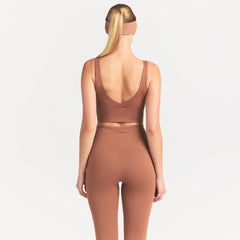 NikeSKIMS MATTE V-NECK BRA TOP | CAROB BROWN