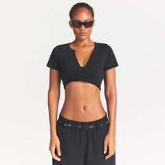 NikeSKIMS PERFORMANCE COTTON BLEND CROP TWIST TANK | OBSIDIAN