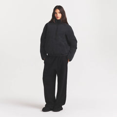 FAUX SUEDE HALF ZIP JACKET | ONYX