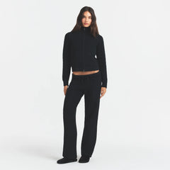 TEXTURED KNIT SHERPA ZIP UP | ONYX
