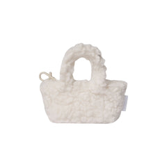 FAUX SHEARLING MICRO TOTE KEYCHAIN | IVORY