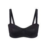 NikeSKIMS SATIN SHINE PANELED PICOT BRA | OBSIDIAN