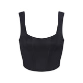 NikeSKIMS SATIN SHINE PANELED SCOOP TANK | OBSIDIAN