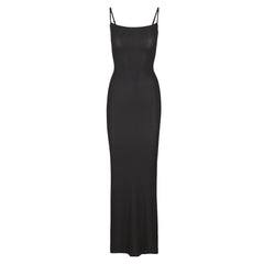 SOFT LOUNGE LONG SLIP DRESS | ONYX