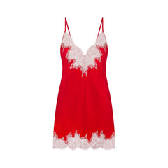 SILK LACE MINI SLIP DRESS | RUBY CONTRAST