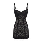 STRETCH LACE MINI DRESS | SOOT