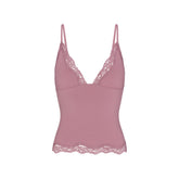FITS EVERYBODY LACE TRIANGLE CAMI AND BOY SHORT SET | MUTED MAUVE