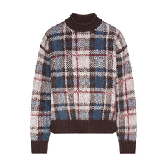 TEXTURED KNIT BRUSHED BOXY PULLOVER | PHOENIX INDIGO PLAID