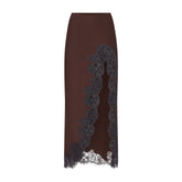 SILK LACE SKIRT | ESPRESSO CONTRAST