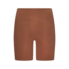 NikeSKIMS SATIN SHINE BONDED WAIST 7" BIKER SHORT | CAROB BROWN