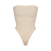 SEAMLESS SCULPT STRAPLESS THONG BODYSUIT | SAND