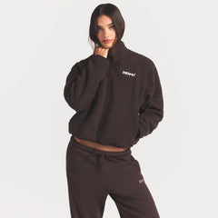 TEDDY BOXY ZIP UP JACKET | ESPRESSO