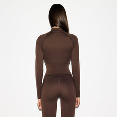 NikeSKIMS MATTE MOCK NECK FULL ZIP JACKET | DARK SEPIA
