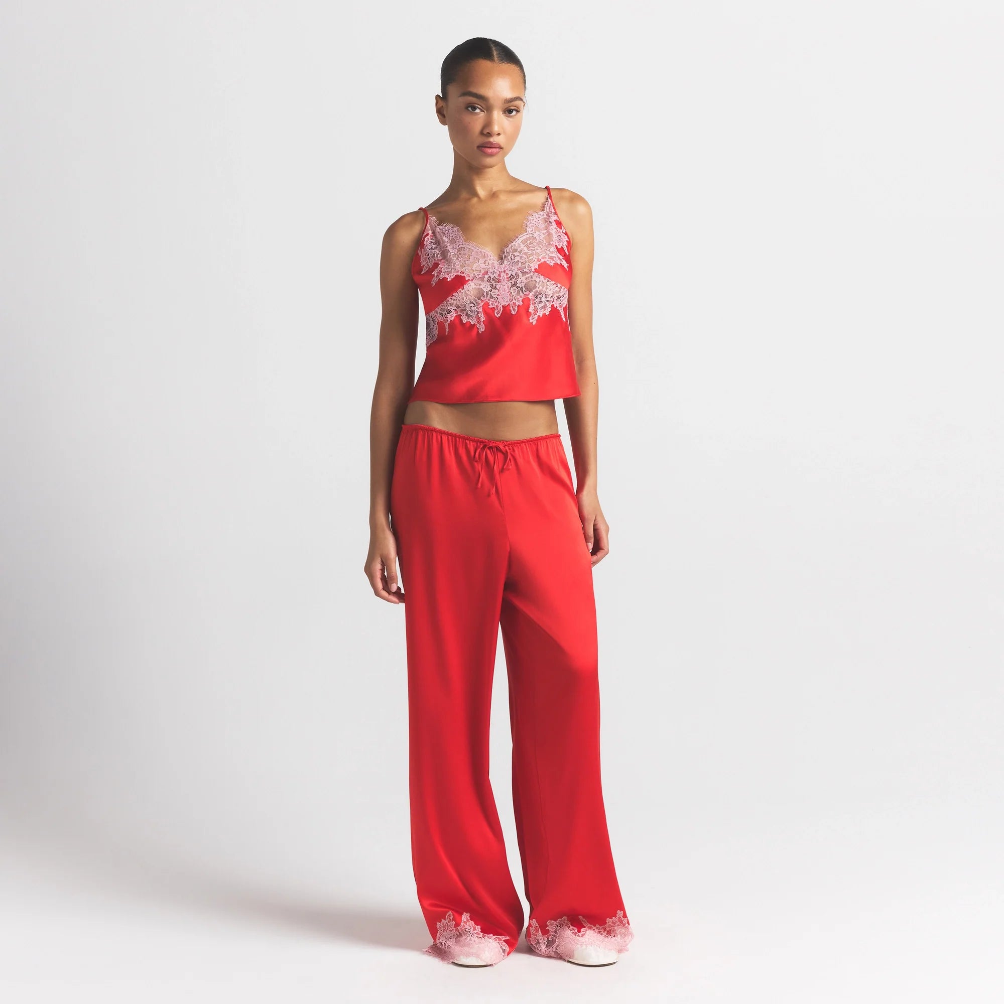 SILK LACE PANT | RUBY CONTRAST