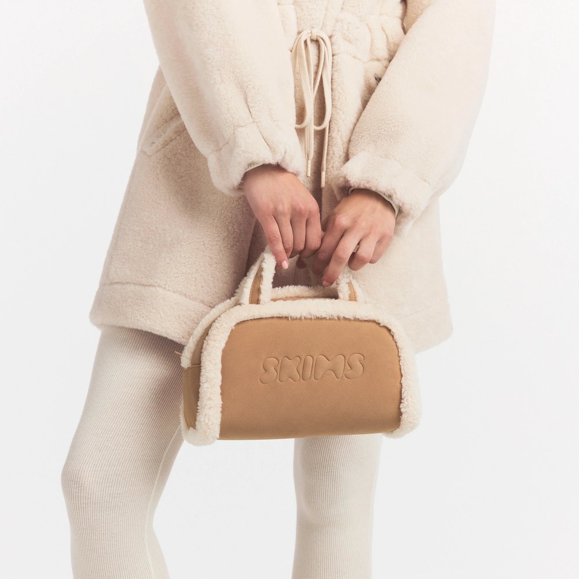 FAUX SHEARLING MINI DUFFLE | CLAY SHERPA