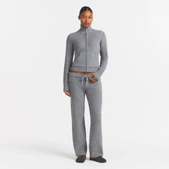 TEXTURED KNIT SHERPA PANT | DARK HEATHER GREY