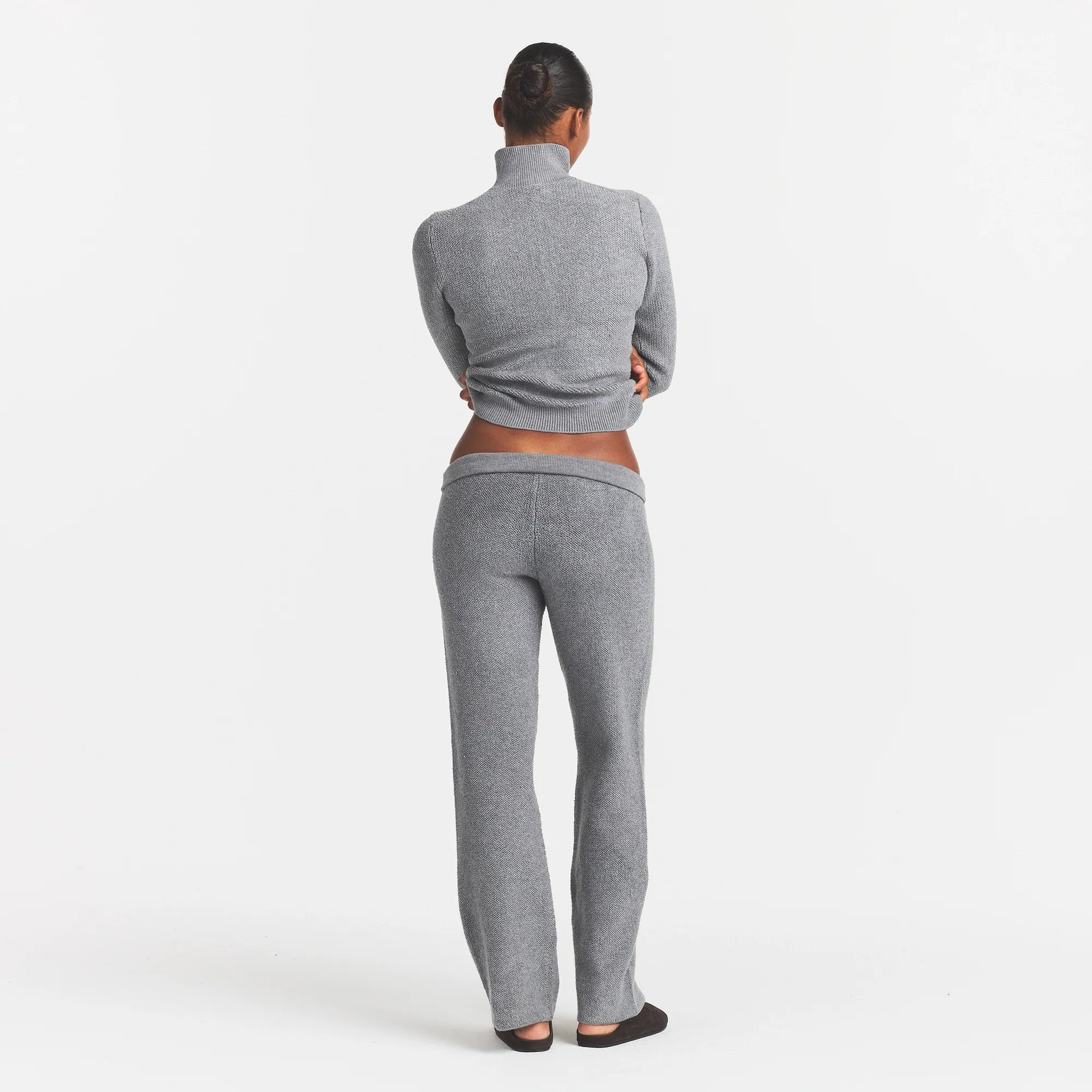TEXTURED KNIT SHERPA PANT | DARK HEATHER GREY