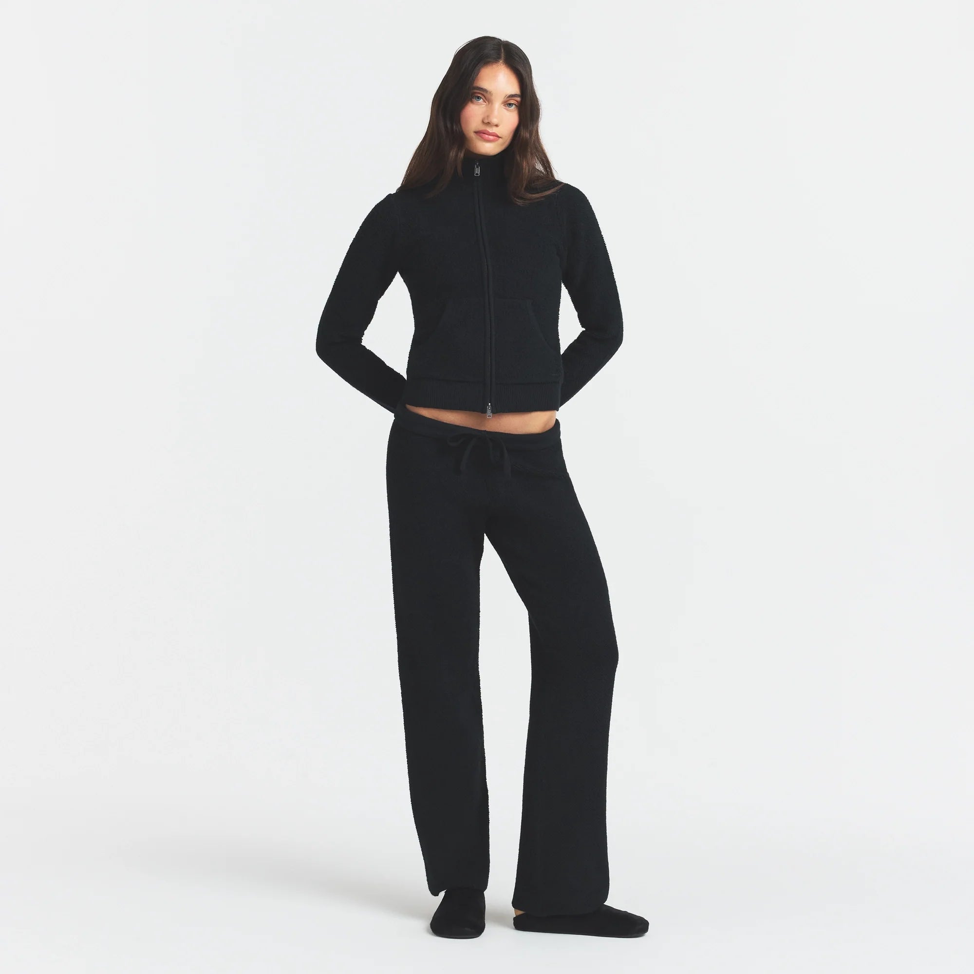 TEXTURED KNIT SHERPA PANT | ONYX