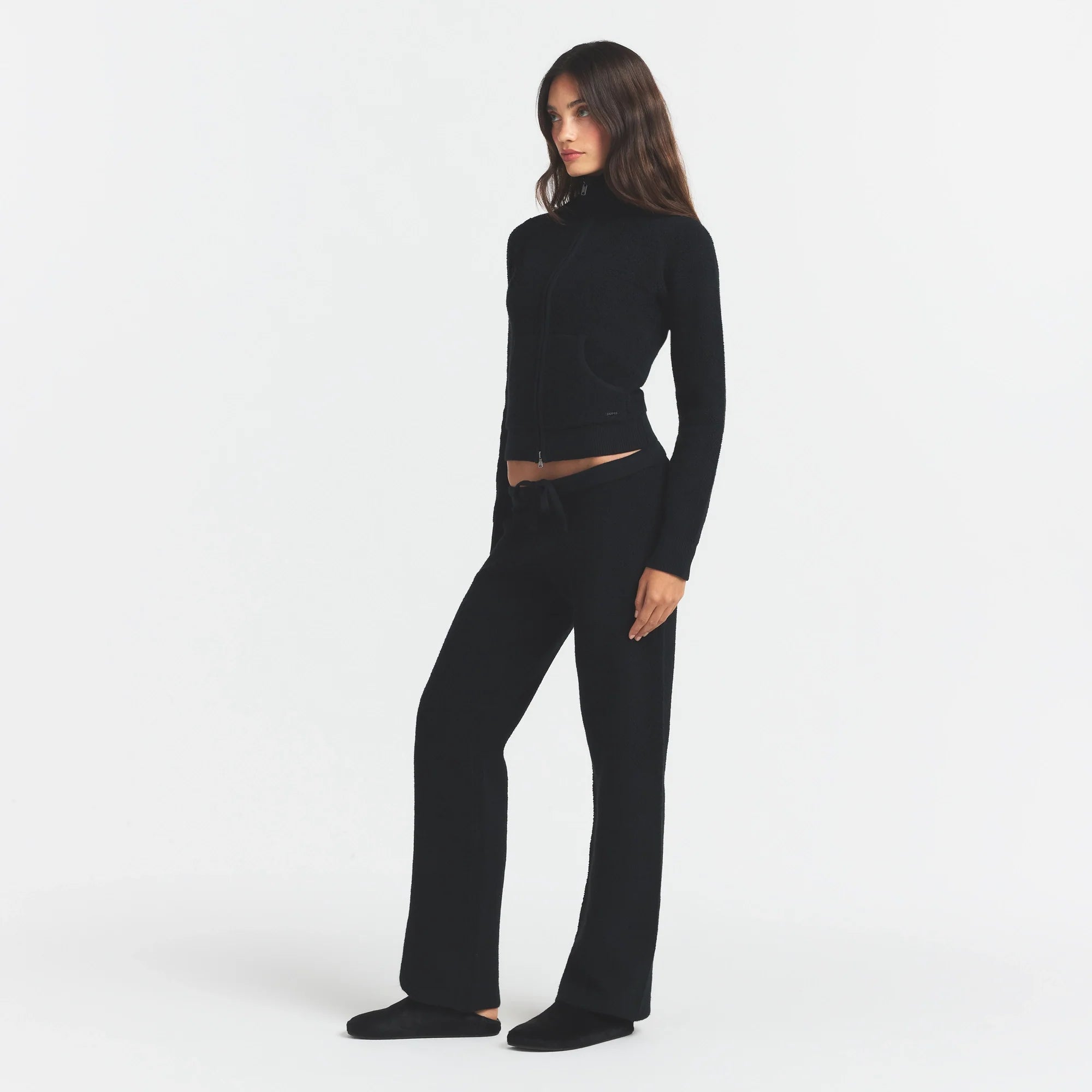 TEXTURED KNIT SHERPA PANT | ONYX