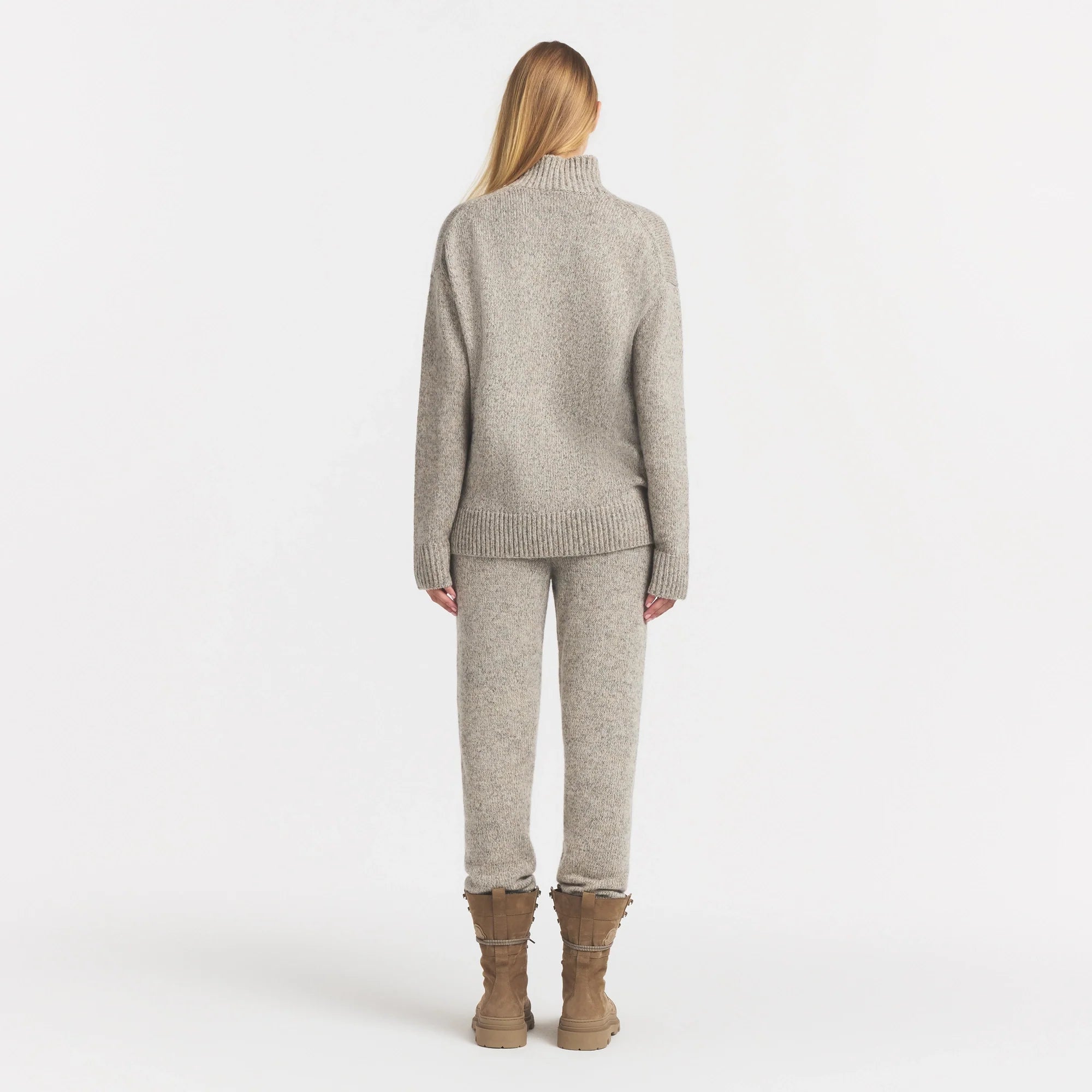 TWEED KNIT TEXTURED PANT | LATTE