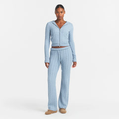 SWEATER KNIT CABLE STRAIGHT LEG PANT | FOG