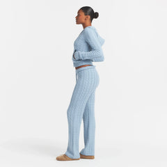 SWEATER KNIT CABLE STRAIGHT LEG PANT | FOG