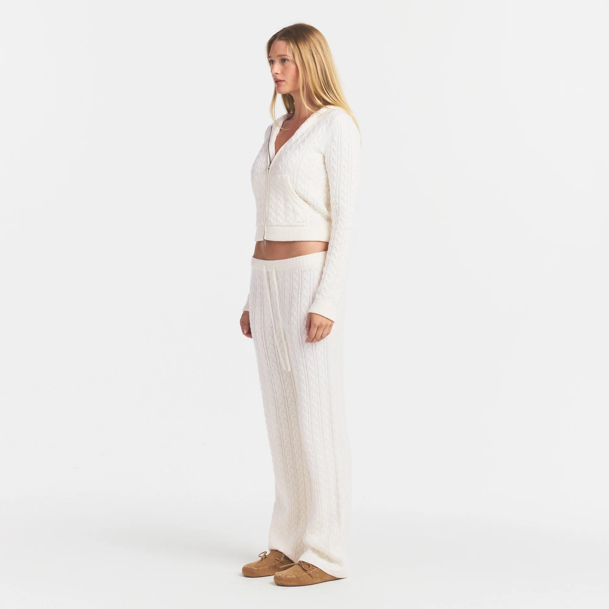SWEATER KNIT CABLE STRAIGHT LEG PANT | IVORY