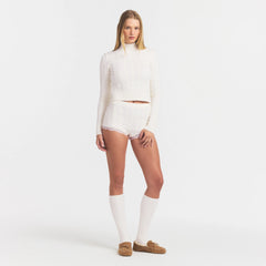 SWEATER KNIT CABLE MICRO SHORT | IVORY