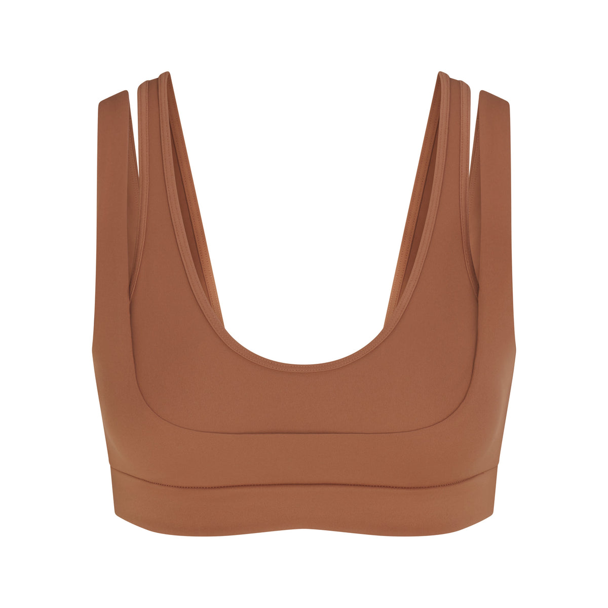 NikeSKIMS MATTE DOUBLE STRAP SCOOP BRA | CAROB BROWN