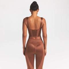 NikeSKIMS SATIN SHINE PANELED SCOOP TANK | CAROB BROWN