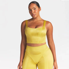 NikeSKIMS SATIN SHINE PANELED SCOOP TANK | CITRINE