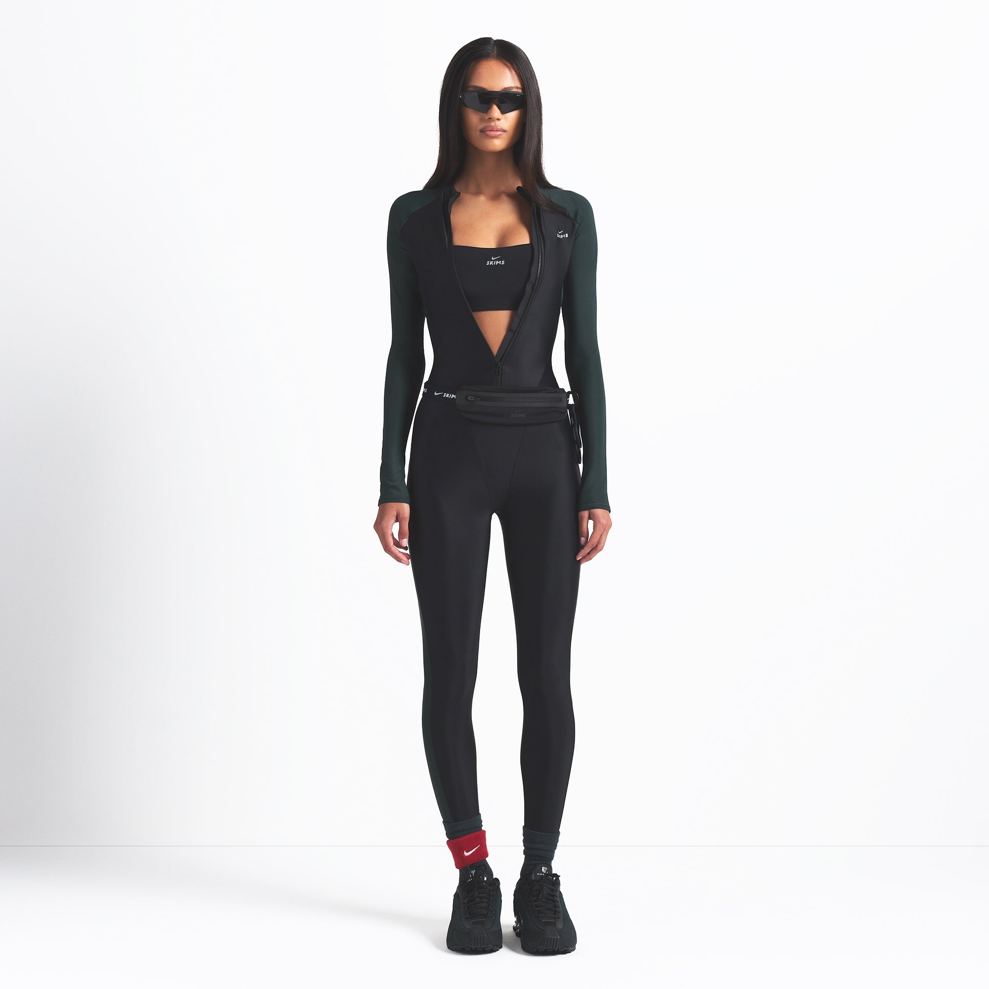 NikeSKIMS SHINE ZIP FRONT LONG ONE PIECE | OBSIDIAN/ DARK TEAL