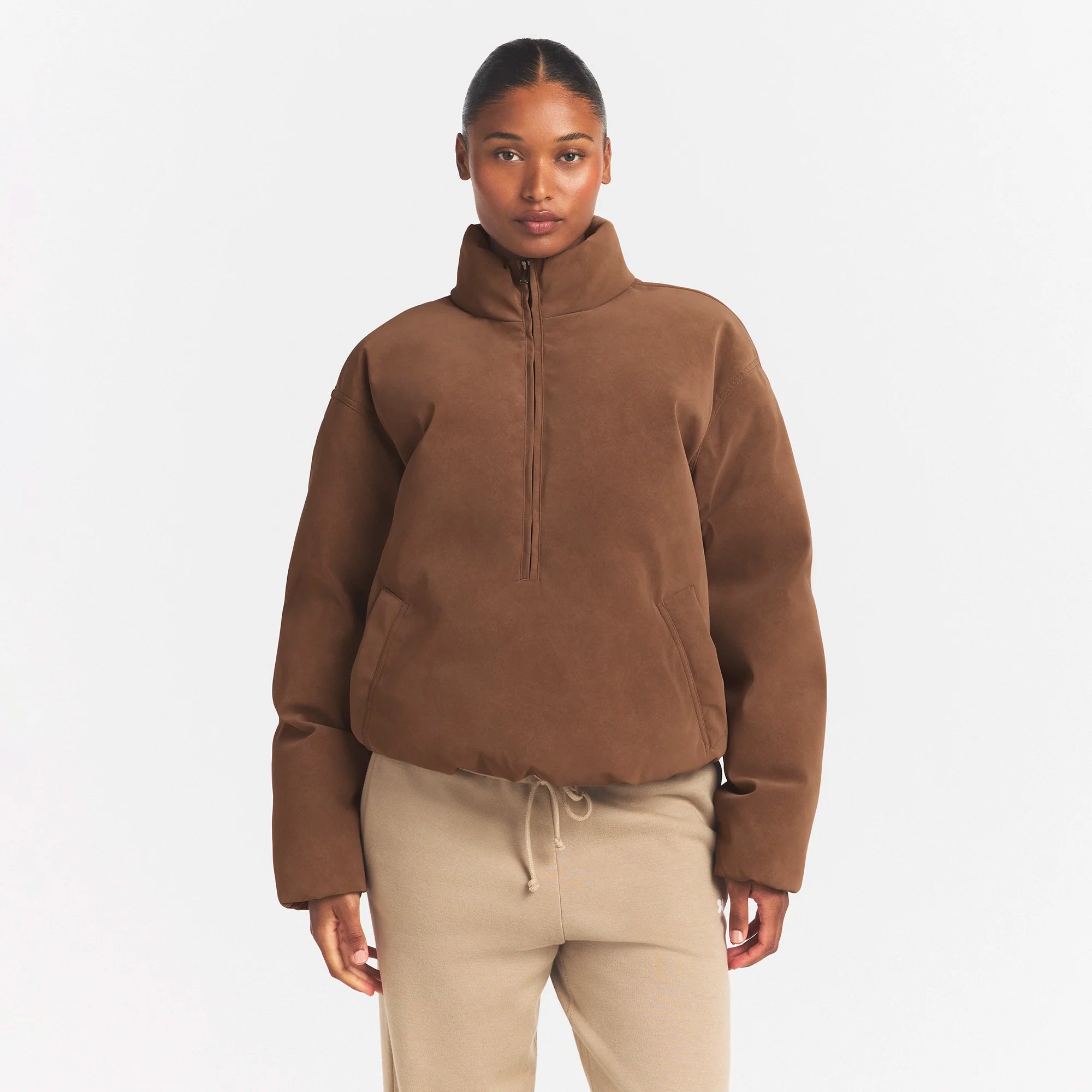 FAUX SUEDE HALF ZIP JACKET | JASPER