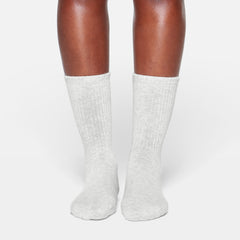 RIBBED CREW SOCK | LIGHT HEATHER GREY