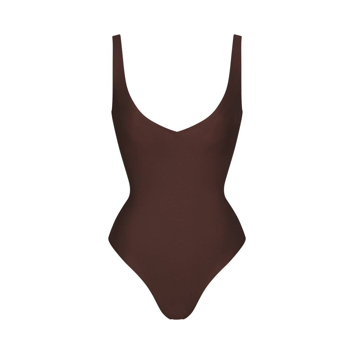 SKIMS BODY UNLINED PLUNGE THONG BODYSUIT | COCOA