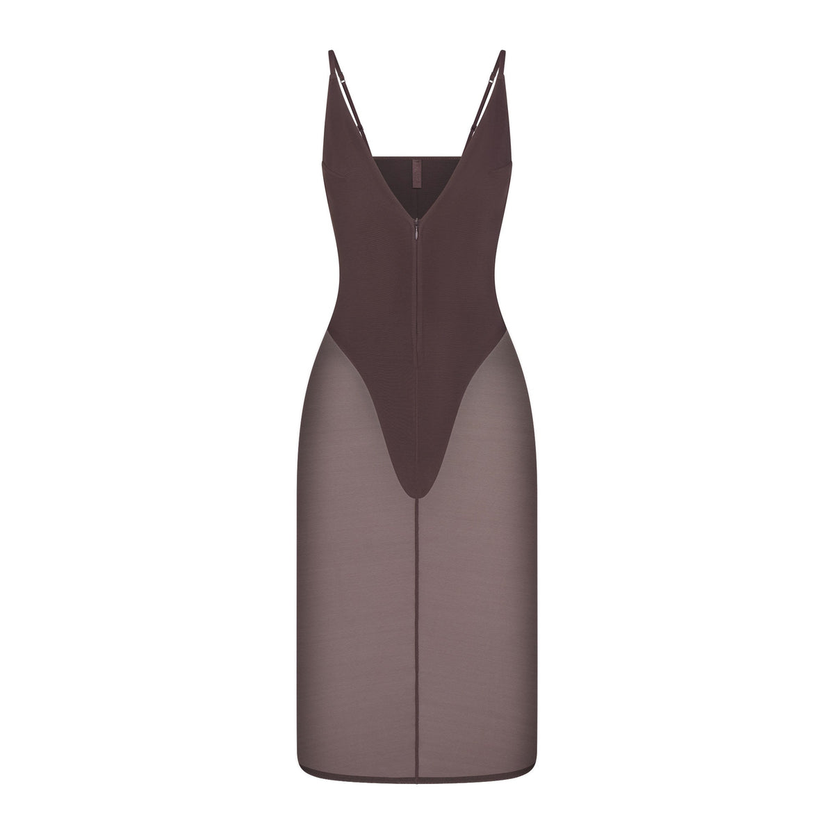 SKIMS BODY MESH PLUNGE MIDI DRESS | RAISIN