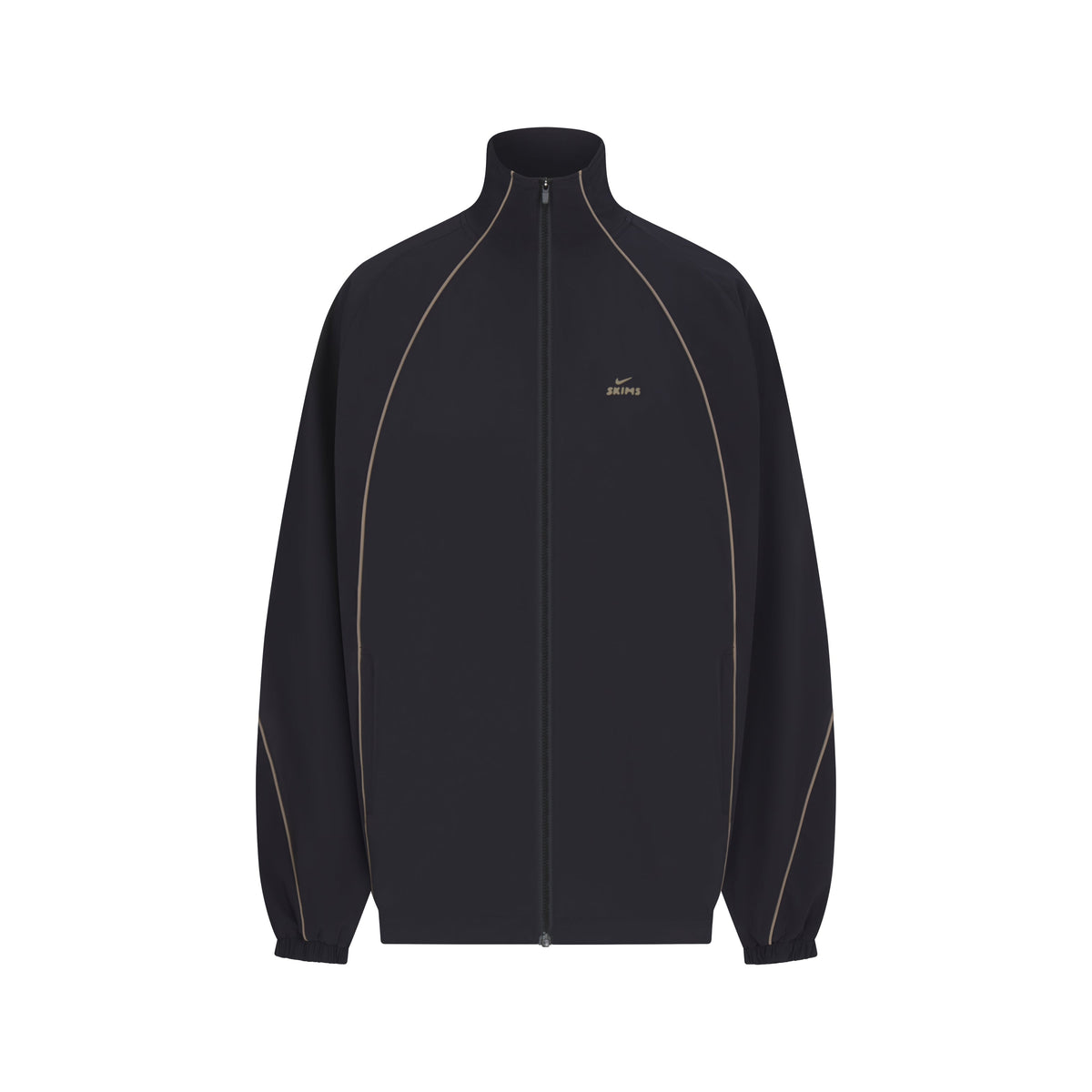 NikeSKIMS STRETCH NYLON OVERSIZED TRACK JACKET | OBSIDIAN OLIVE GREY