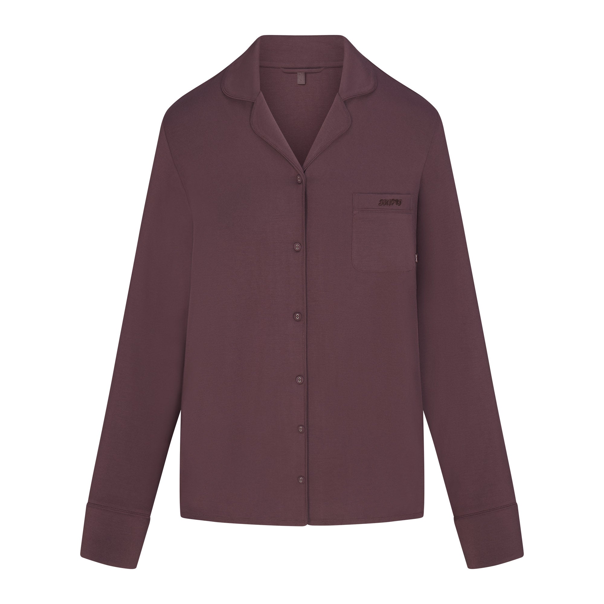 SKIMS SLEEP LONG SLEEVE BUTTON UP SET | RAISIN