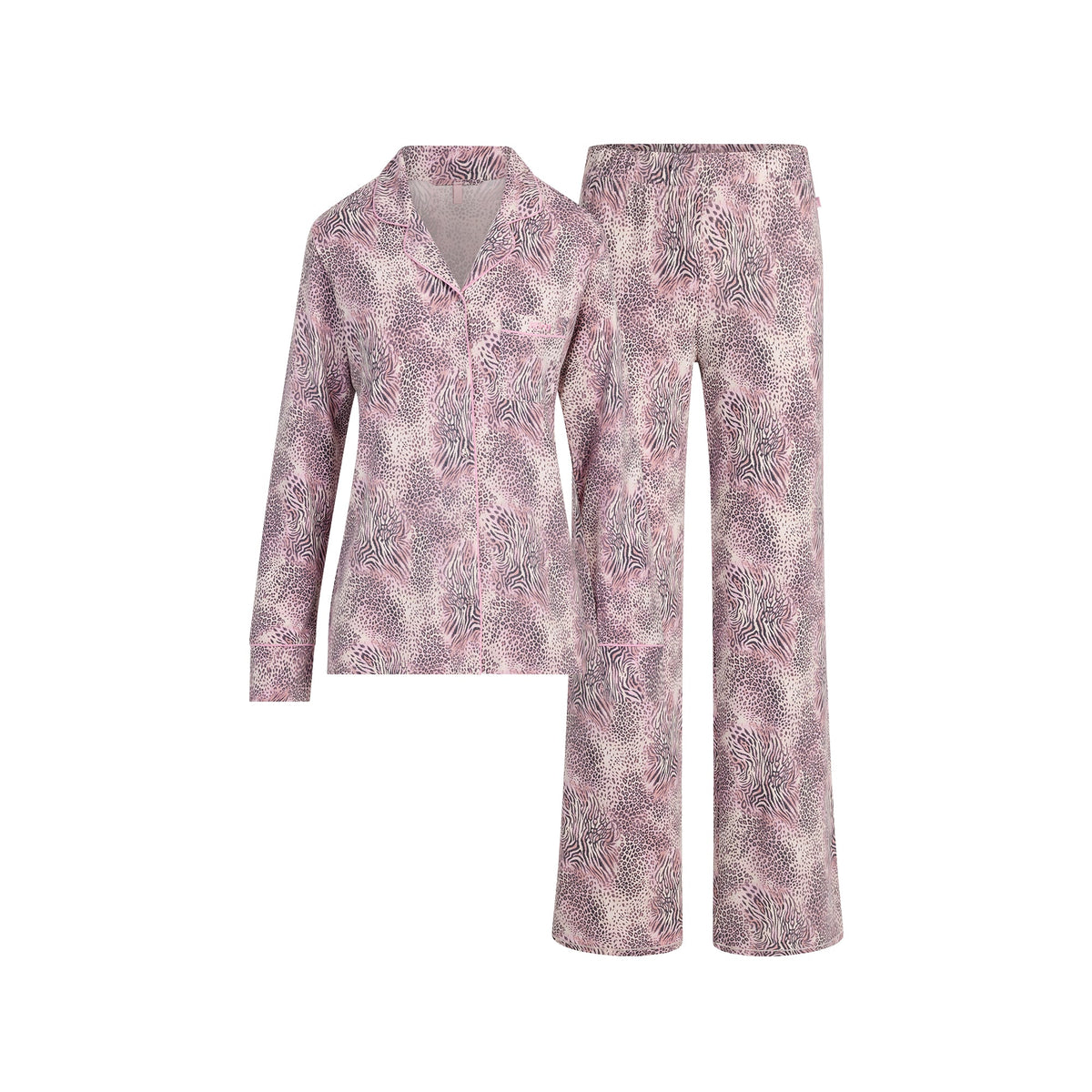 SKIMS SLEEP LONG SLEEVE BUTTON UP SLEEP SET | BLOOM MINI MULTI ANIMAL