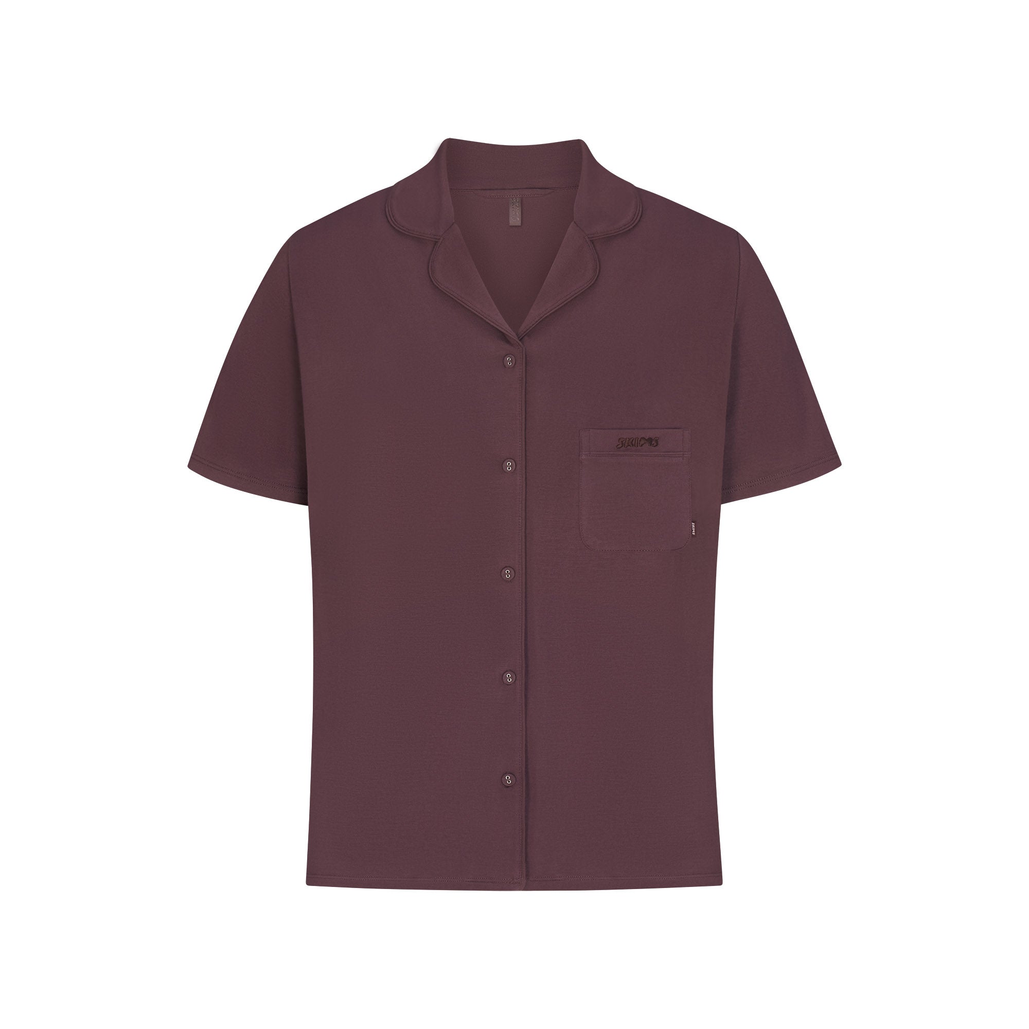 SKIMS SLEEP SHORT SLEEVE BUTTON UP SET | RAISIN