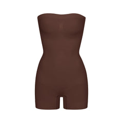 SEAMLESS SCULPT STRAPLESS SHORTIE BODYSUIT | COCOA