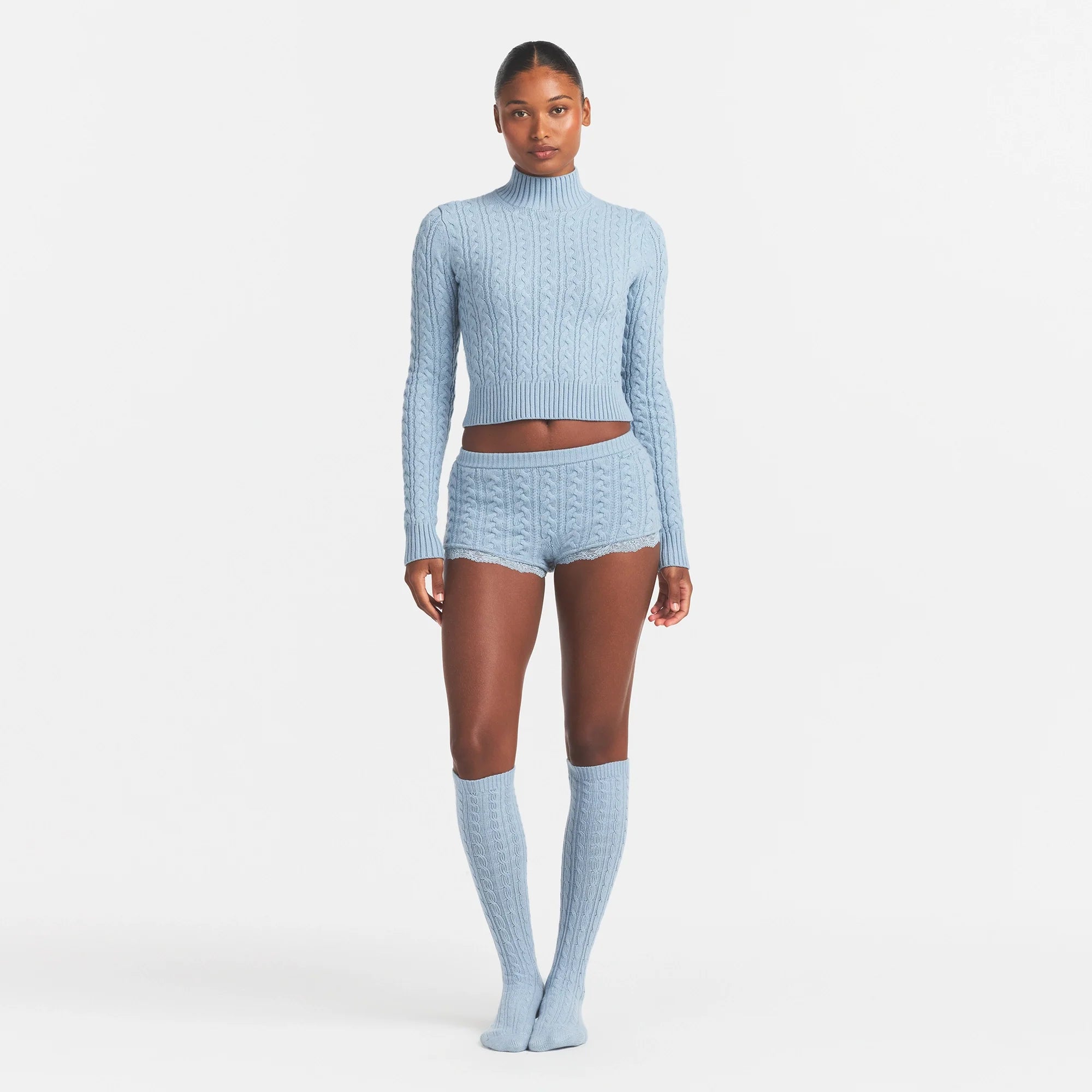 SWEATER KNIT CABLE SOCK | FOG