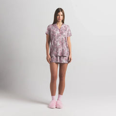 SKIMS SLEEP SHORT SLEEVE BUTTON UP SET | BLOOM MINI MULTI ANIMAL