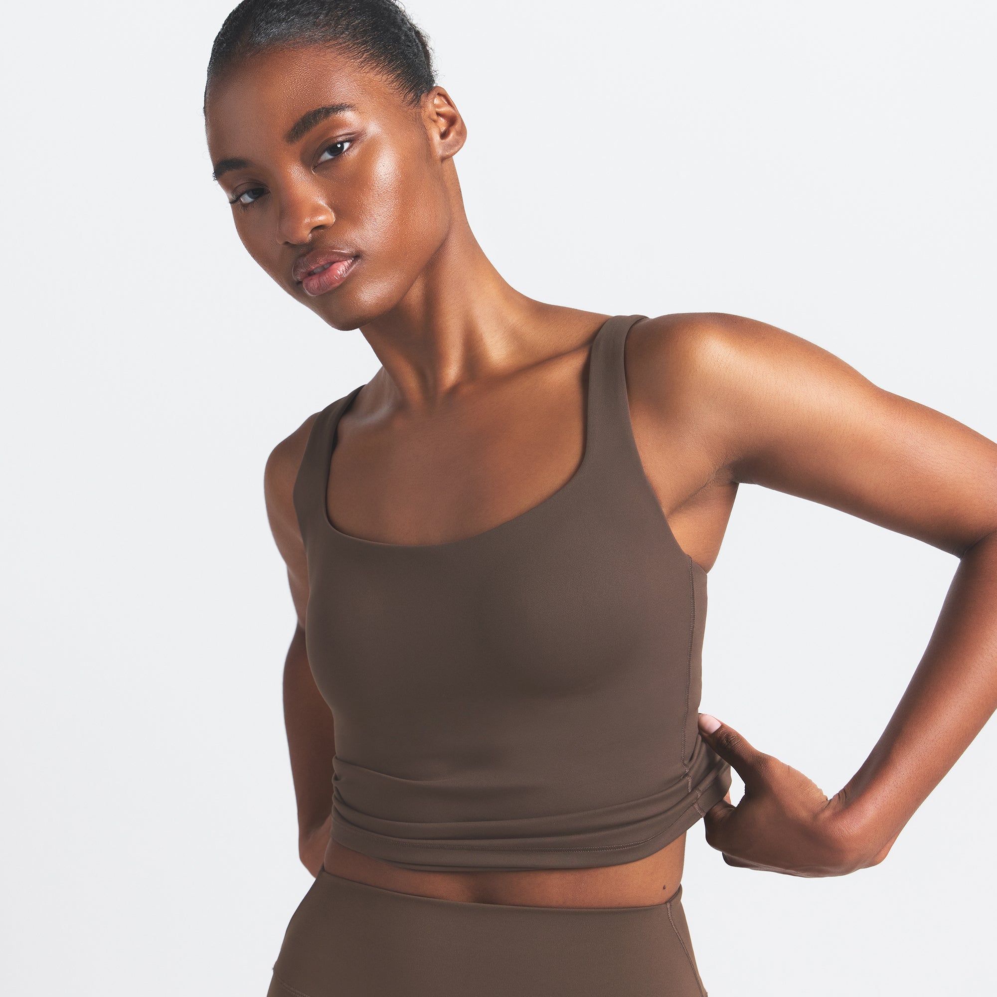 NikeSKIMS MATTE SQUARE NECK TANK | DARK SEPIA