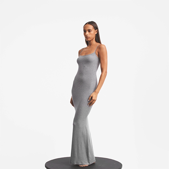 SOFT LOUNGE LONG SLIP DRESS | HEATHER GREY